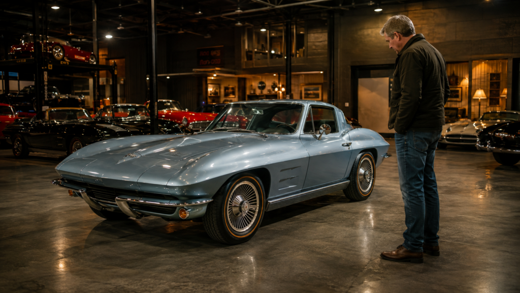 Vincent Howard of Auto Vault Orlando with a collector car in the climate-controlled Vault