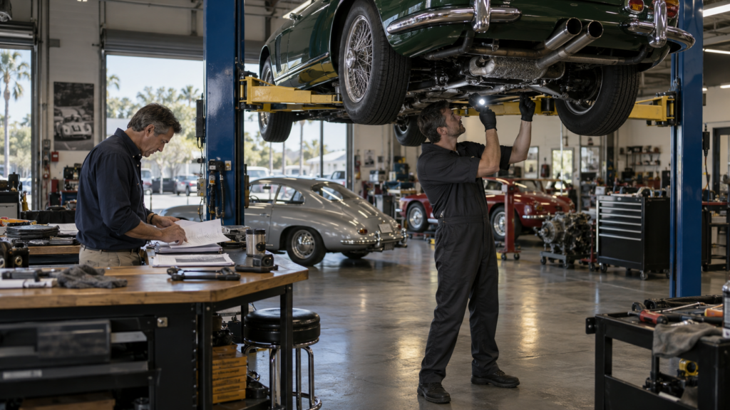 Collector car undergoing a pre-purchase inspection before a Florida purchase