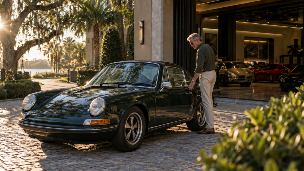 Collector sports car owner enjoying automotive ownership in Central Florida